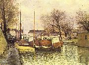 Alfred Sisley Kahne auf dem Kanal Saint-Martin in Paris oil painting